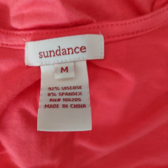 NWOT Sundance coral ruffle v-neck cotton top Size Medium. - Picture 4 of 5